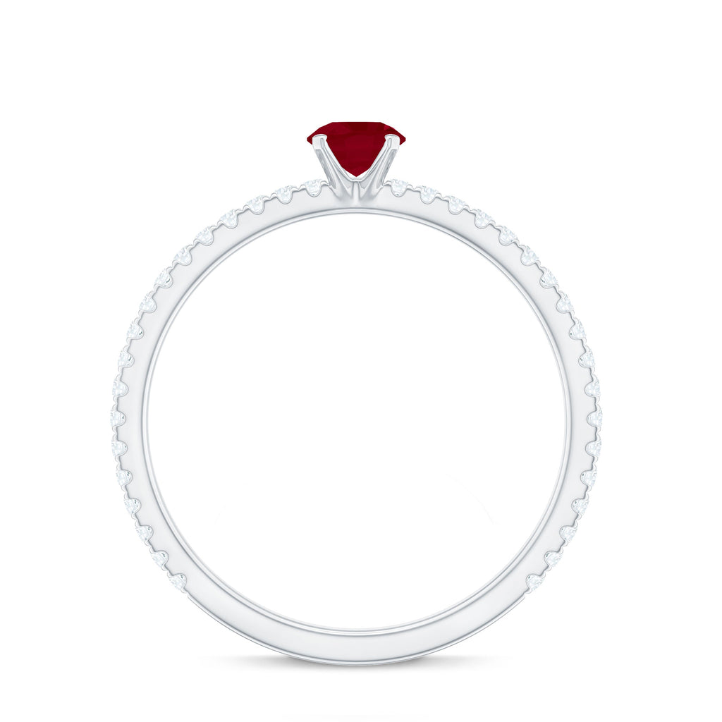 Natural Ruby Promise Ring with Diamond for Women