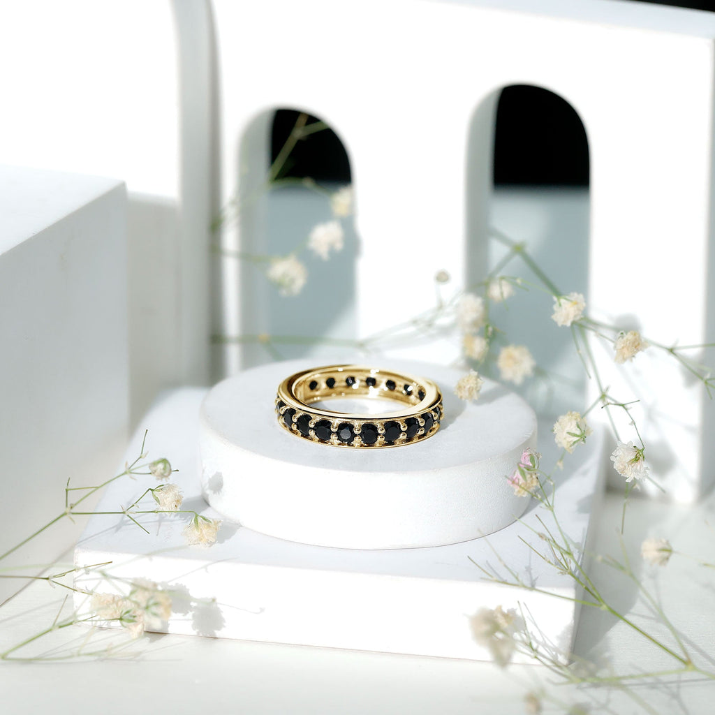 2.25 CT Black Spinel Eternity Band Ring