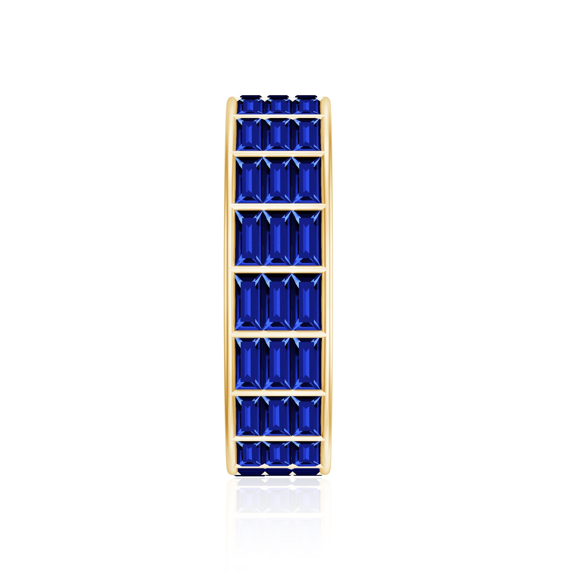 Channel Set Lab Grown Blue Sapphire Wide Eternity Band Ring