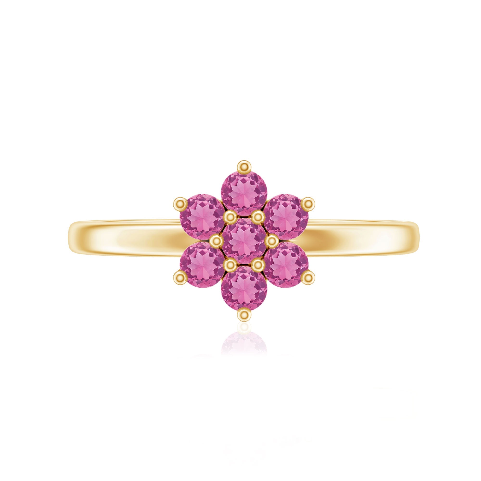 Real Pink Tourmaline Flower Cluster Ring