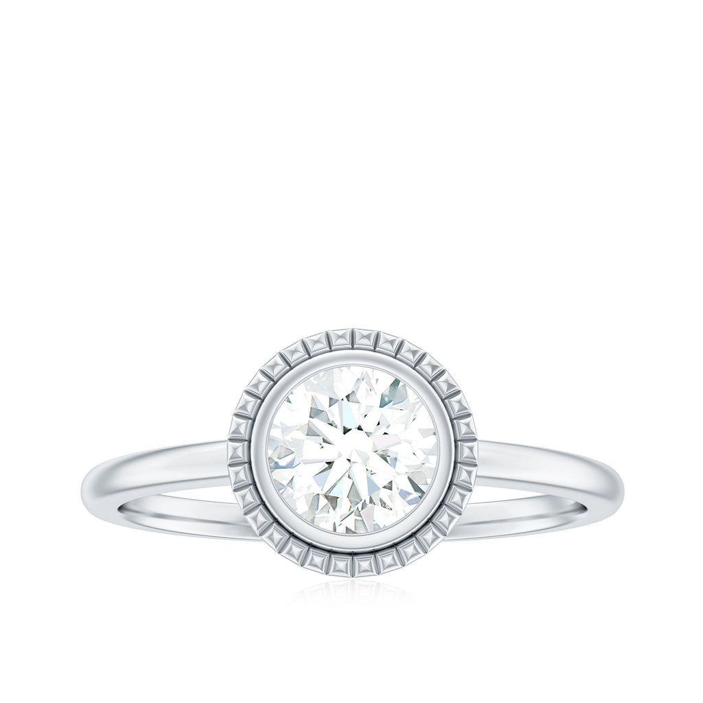 6mm Round Moissanite Solitaire Engagement Ring in Bezel Setting