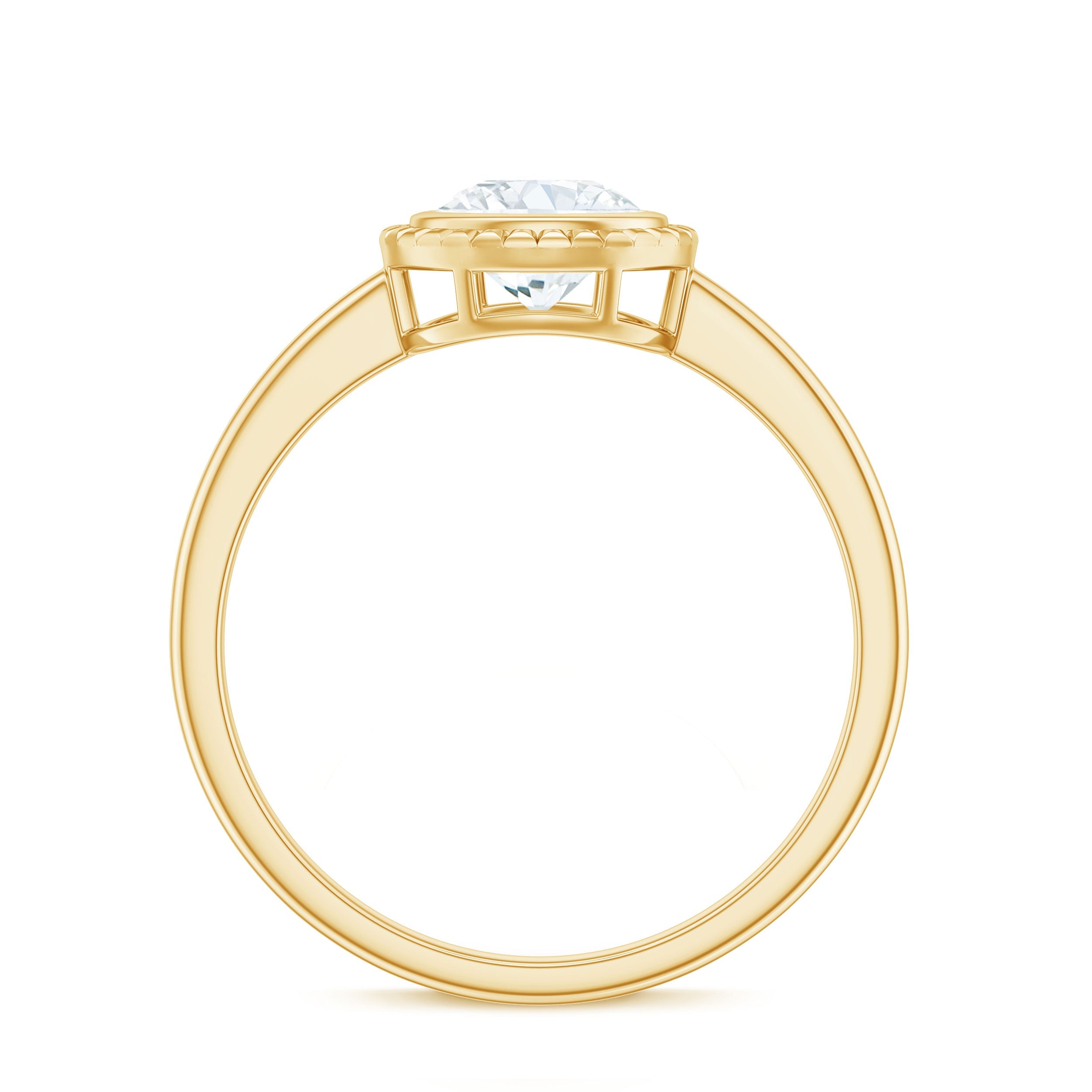 6mm Round Moissanite Solitaire Engagement Ring in Bezel Setting