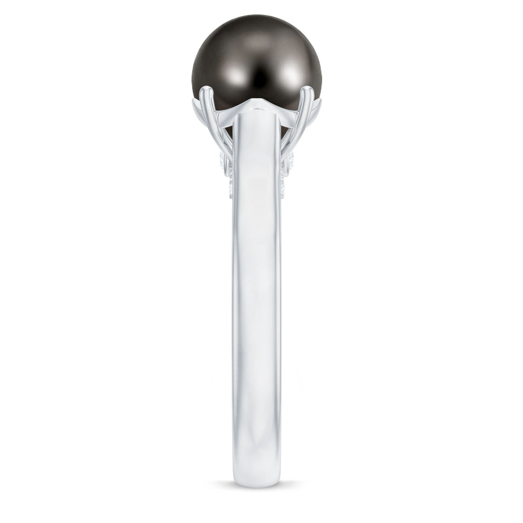 7.75 CT Classic Tahitian Pearl Solitaire Ring with Surprise Diamond