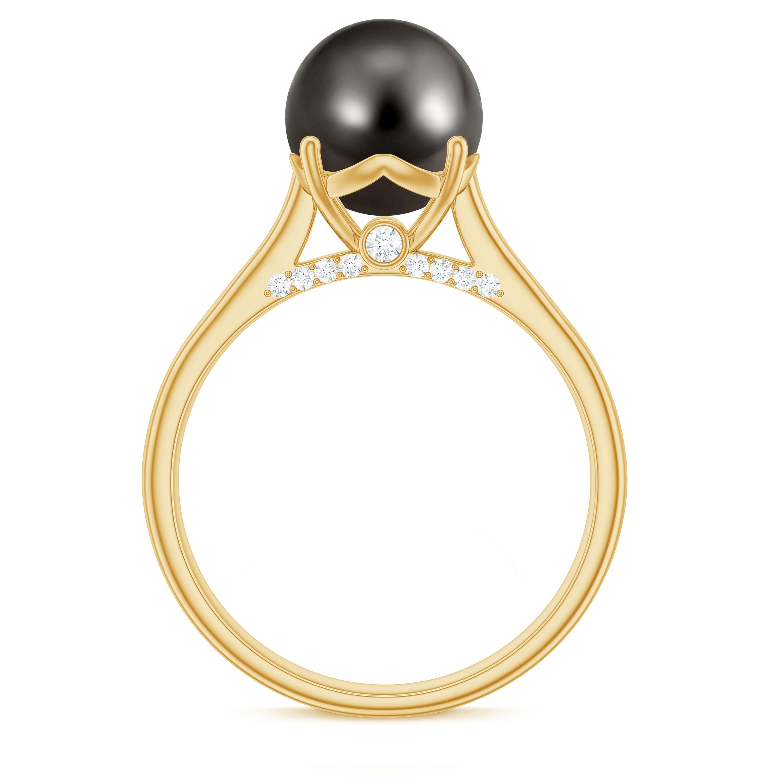 7.75 CT Classic Tahitian Pearl Solitaire Ring with Surprise Diamond