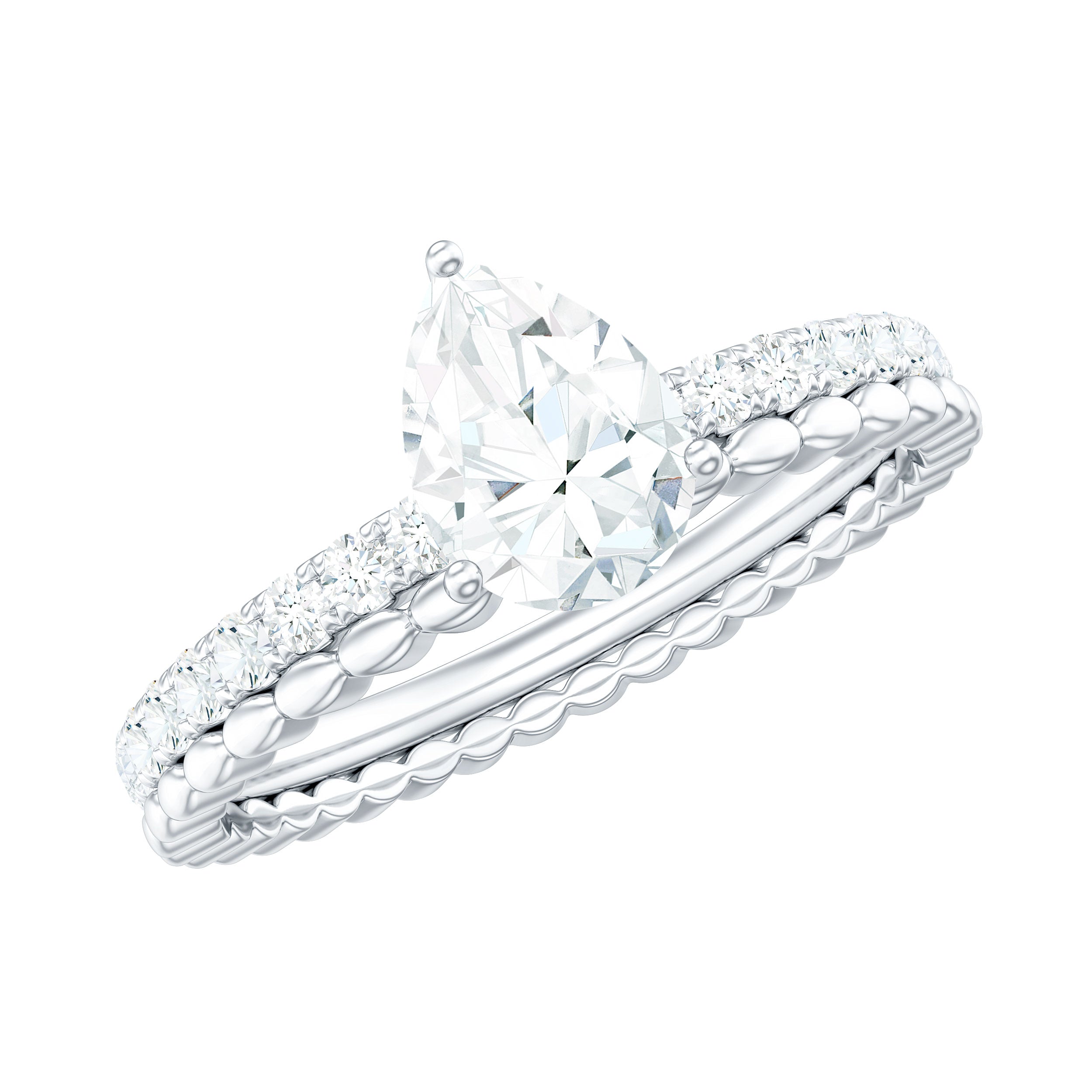 5X7mm Pear Cut Moissanite Solitaire Engagement Ring