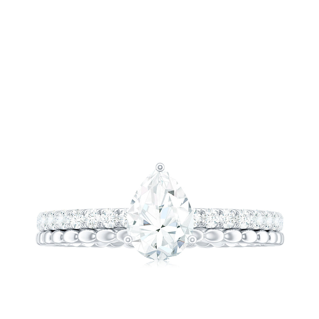 5X7mm Pear Cut Moissanite Solitaire Engagement Ring