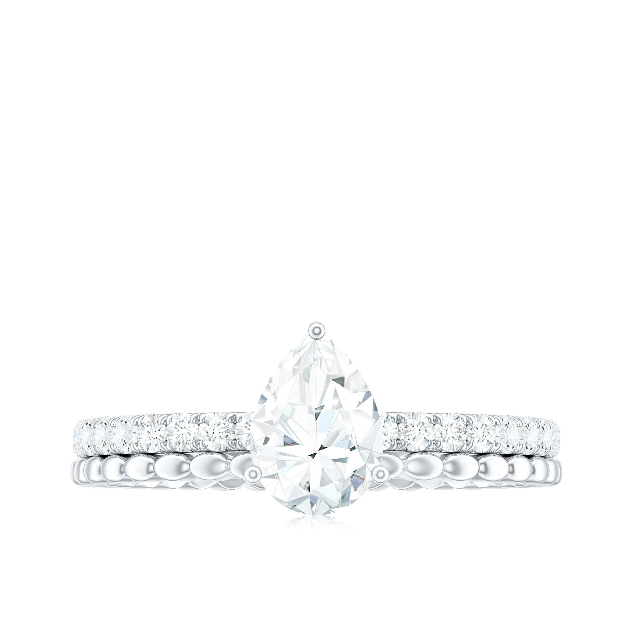5X7mm Pear Cut Moissanite Solitaire Engagement Ring