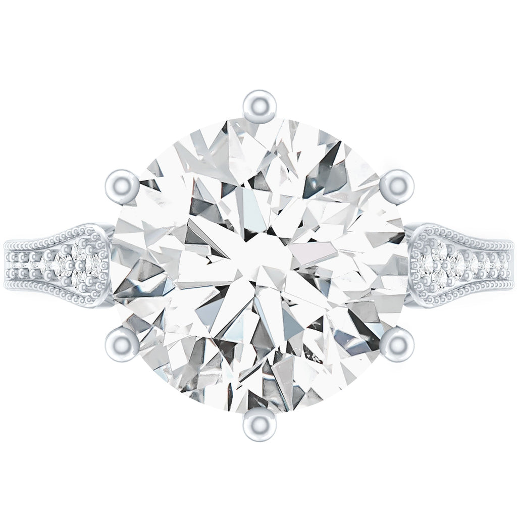 Certified 4.4 Carat Moissanite Round Engagement Ring in Silver