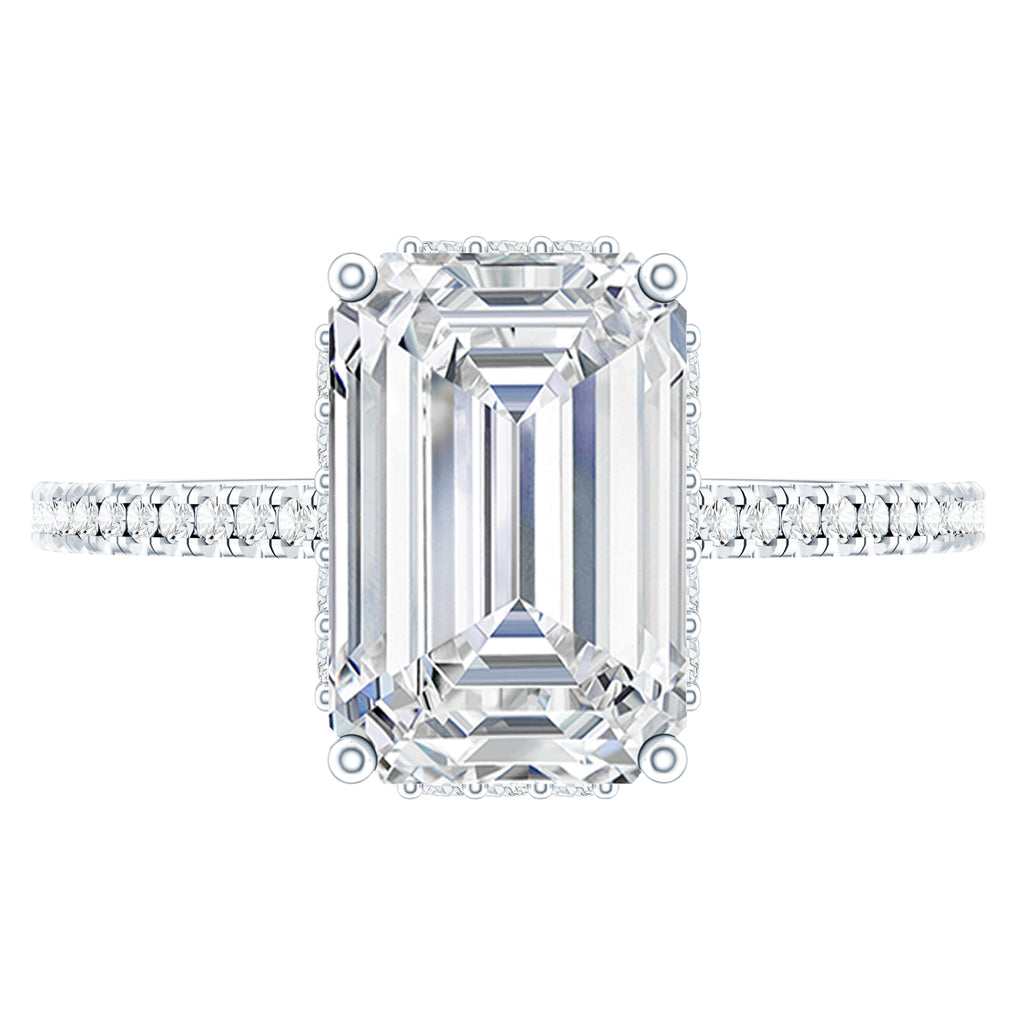 Certified 1.87 Carat Moissanite Emerald Cut Engagement Ring For Women
