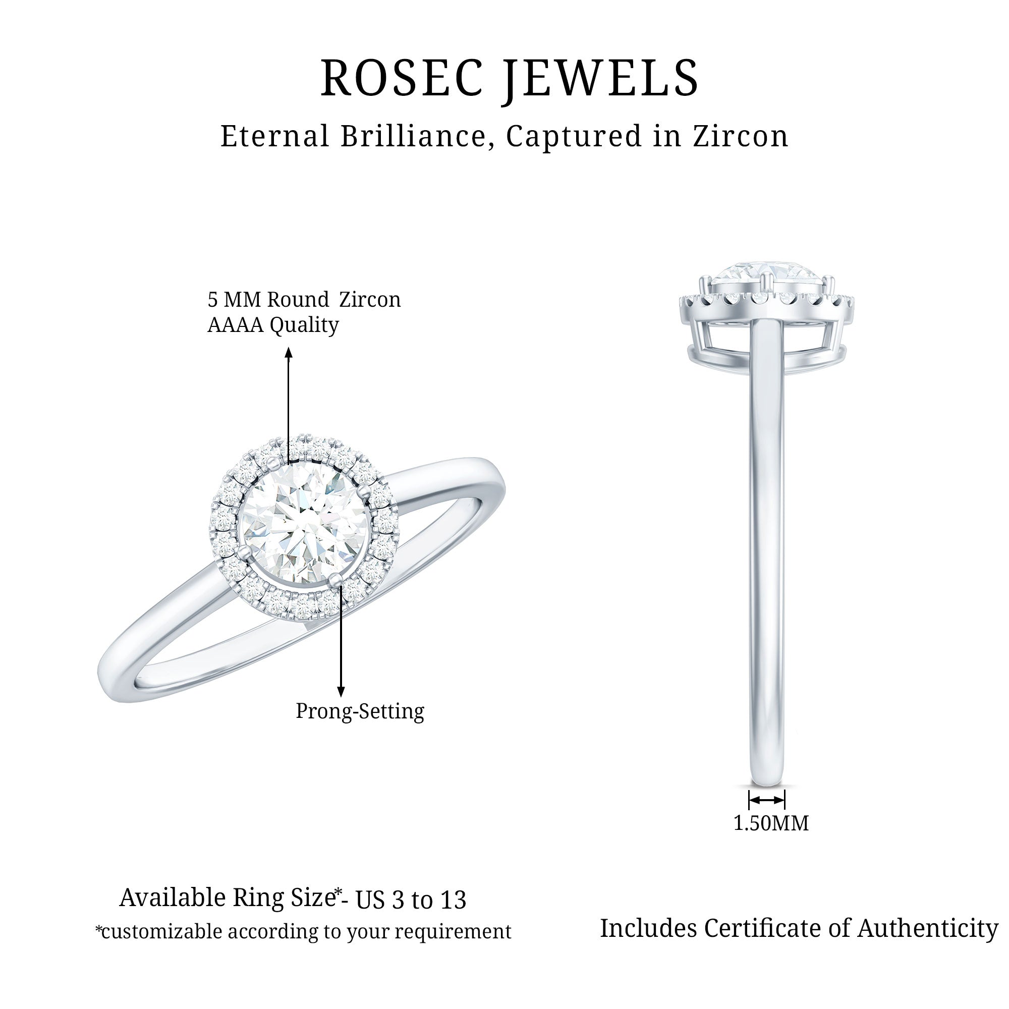 Cubic Zirconia Floating Halo Promise Ring