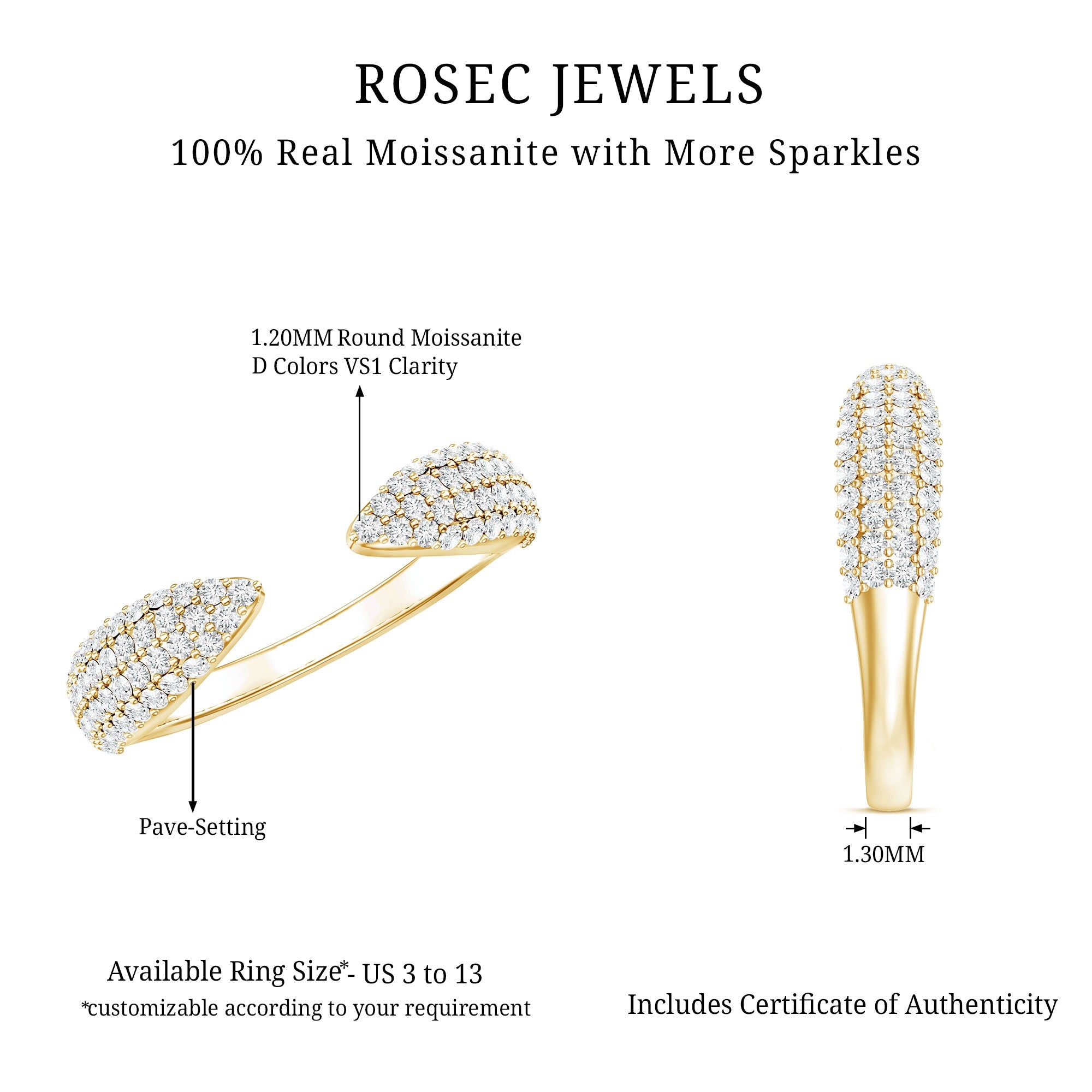 Certified Pave Set Moissanite Ring Enhancer