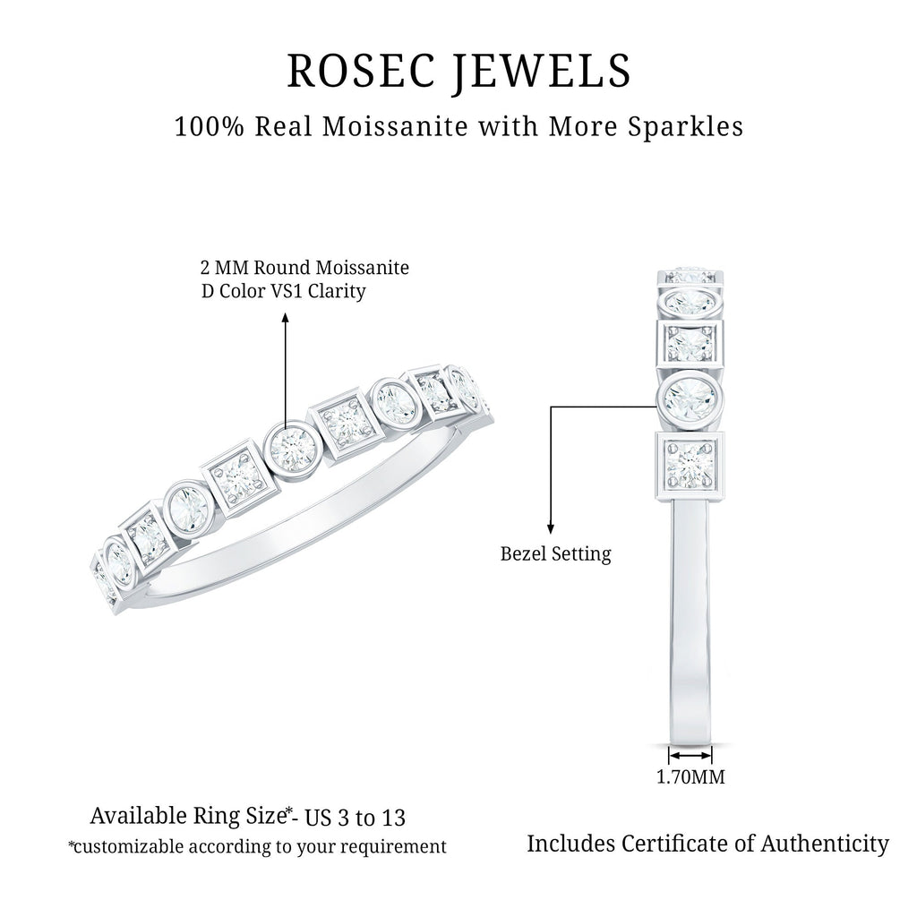 Certified Moissanite Geometric Wedding Band