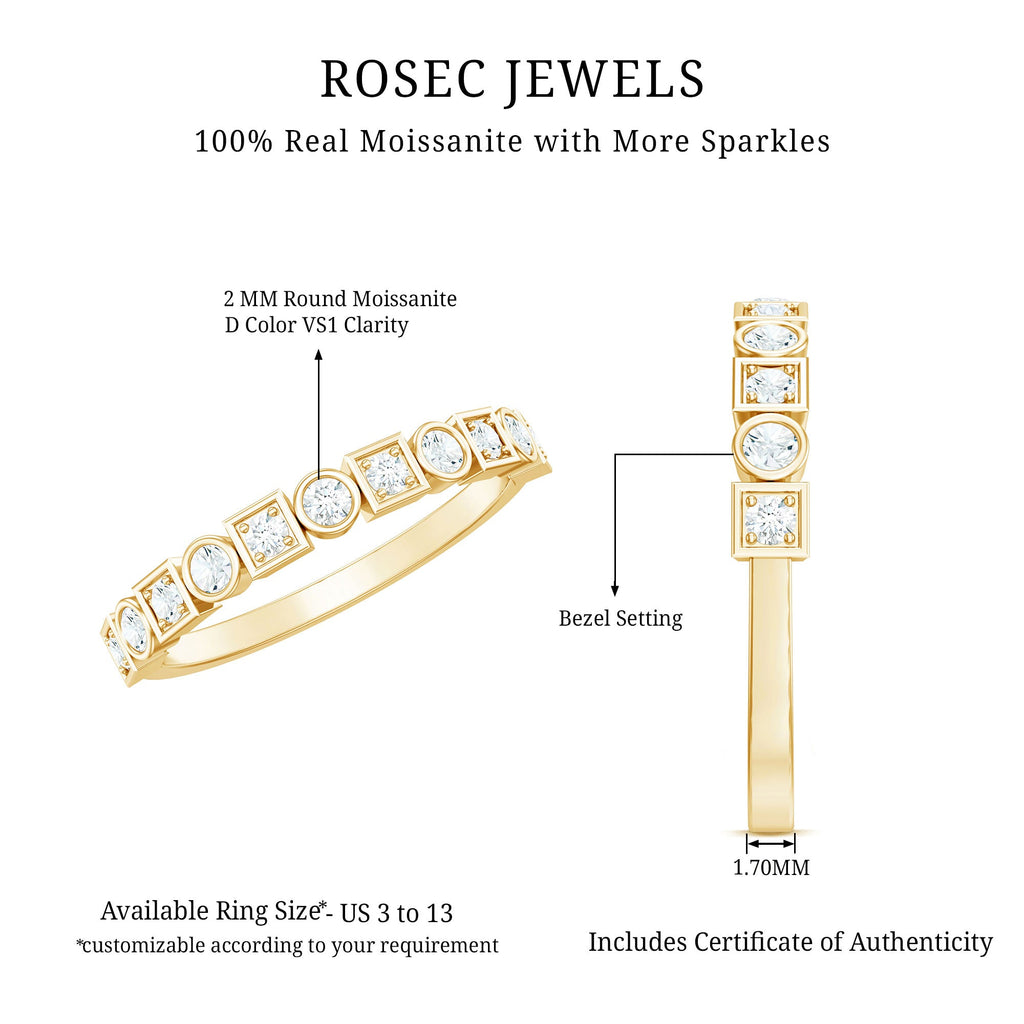 Certified Moissanite Geometric Wedding Band
