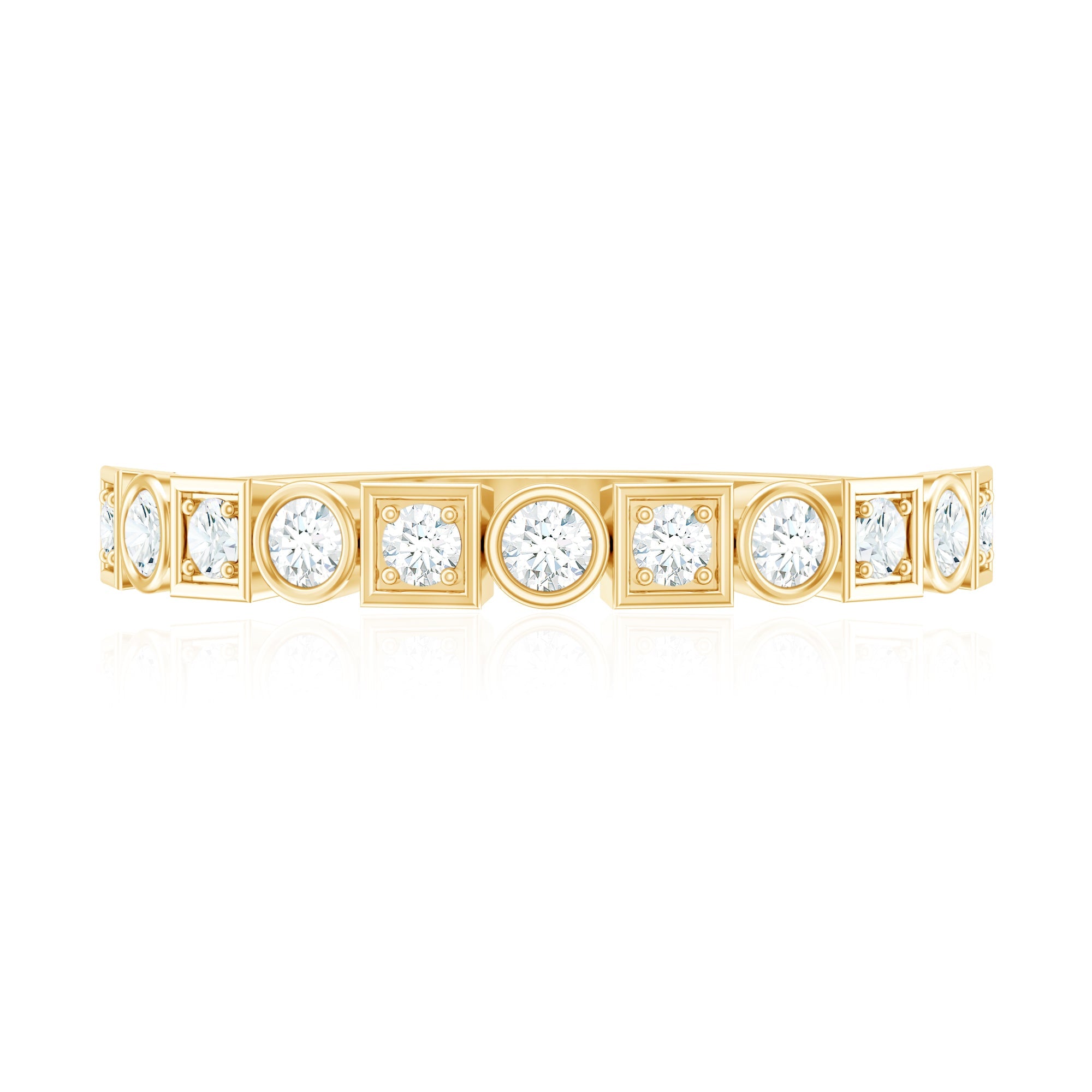 Certified Moissanite Geometric Wedding Band