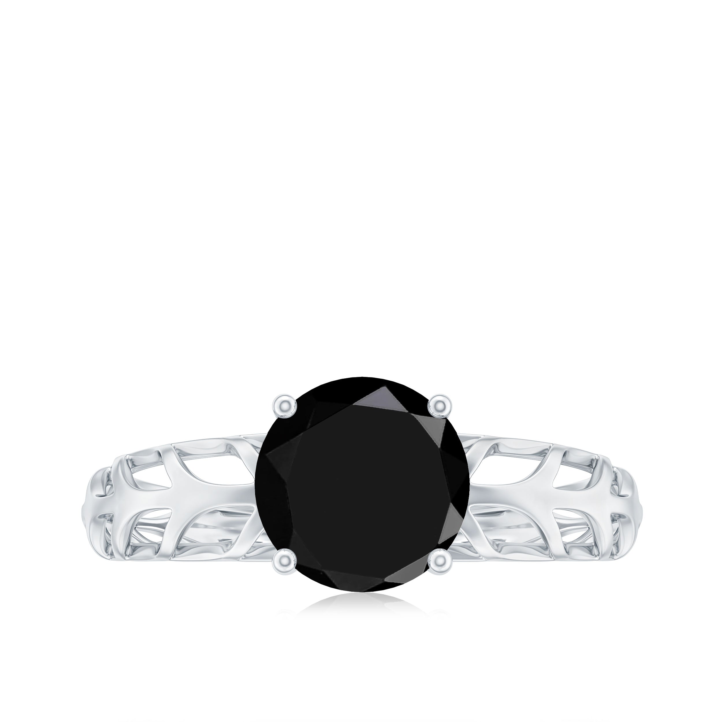 Natural 2.6 Carat Black Spinel Solitaire Engagement Ring for Women