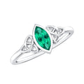Certified 0.6 Carat Lab Grown Emerald Marquise Promise Ring with Celtic Knot