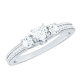 Natural Diamond Three Stone Ring with Beaded Details
