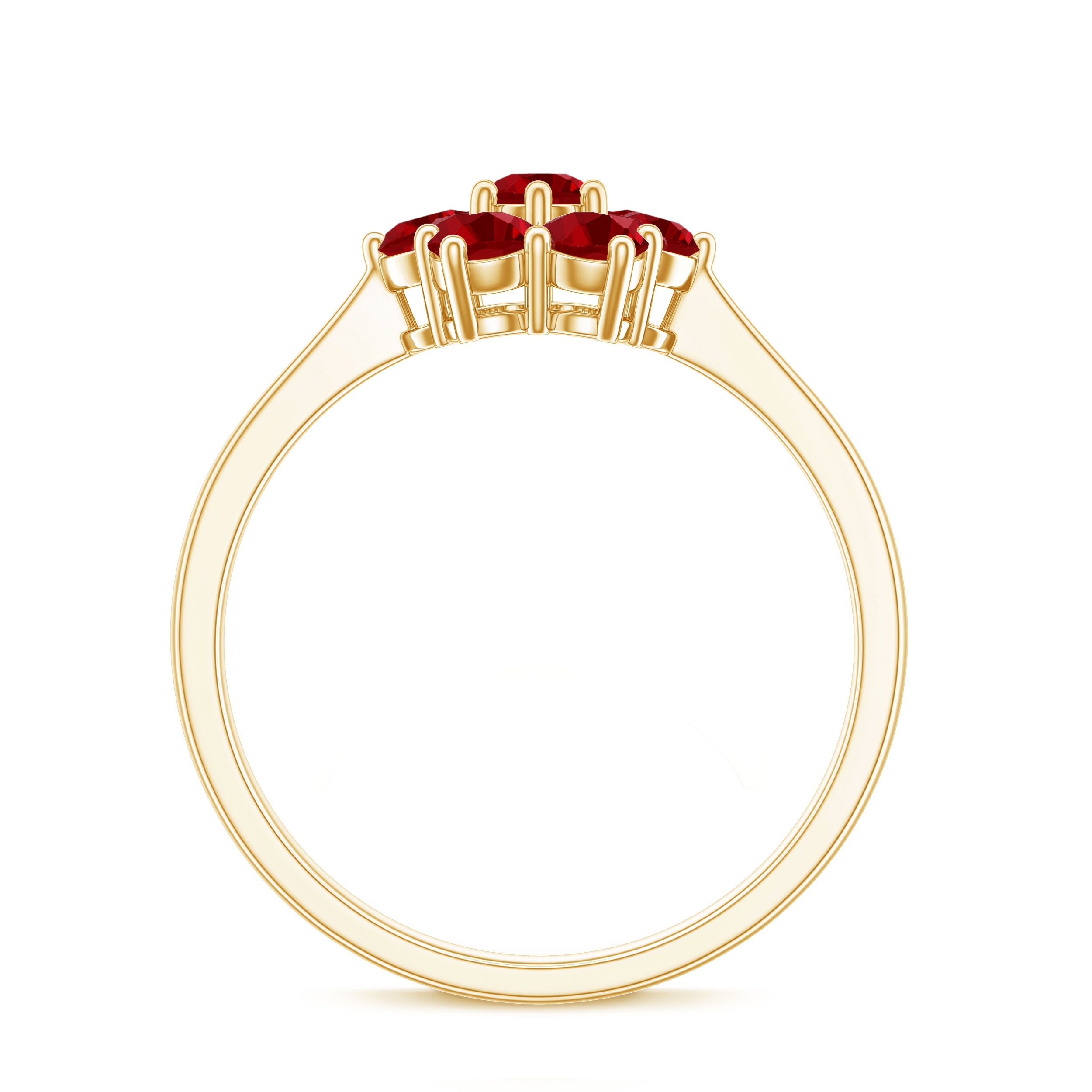 Certified Round Cut Lab Created Ruby Cluster Flower Ring