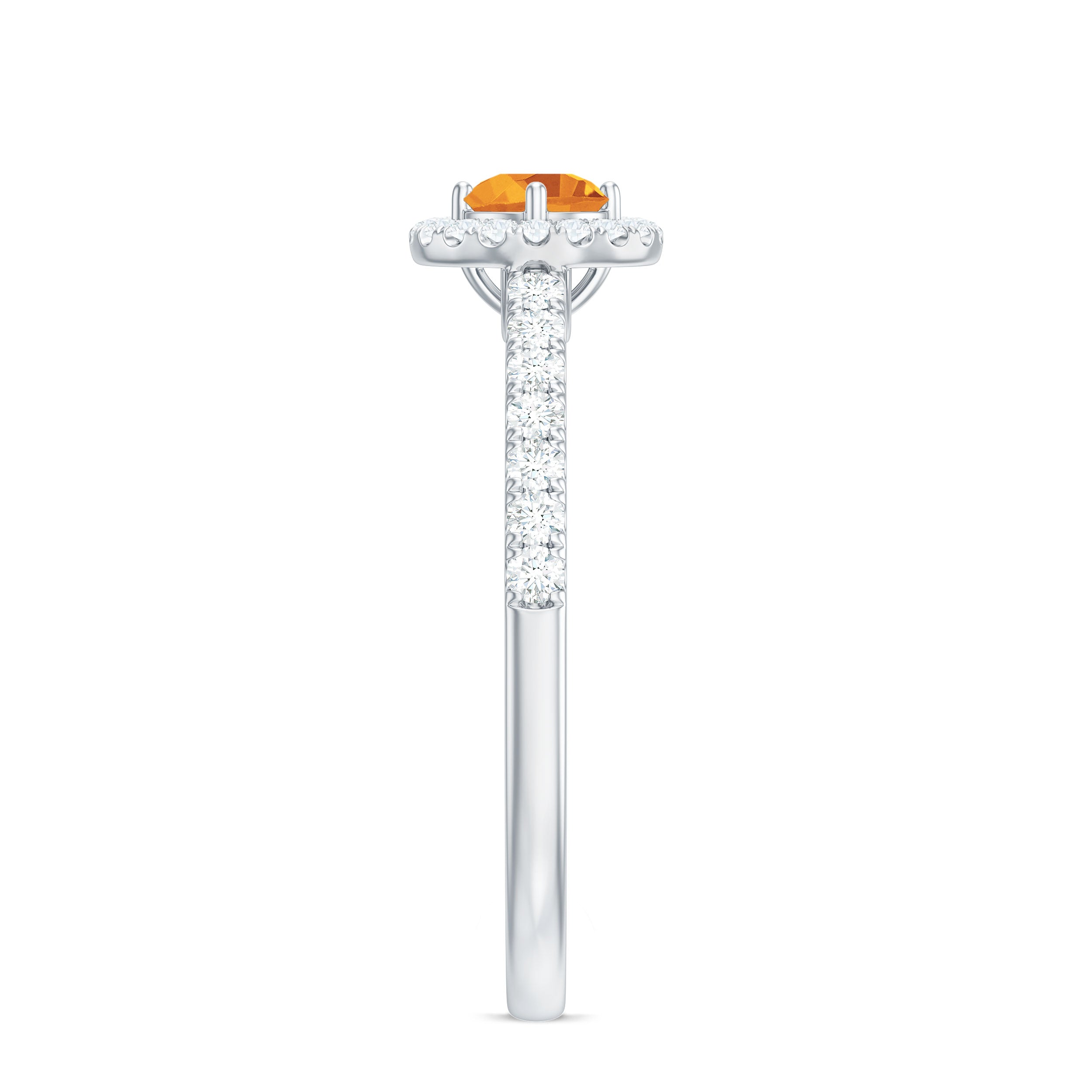 Minimalist Citrine Diamond Engagement Ring with Halo