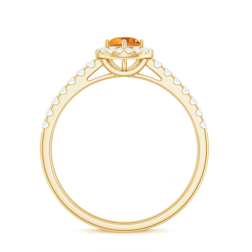 Minimalist Citrine Diamond Engagement Ring with Halo