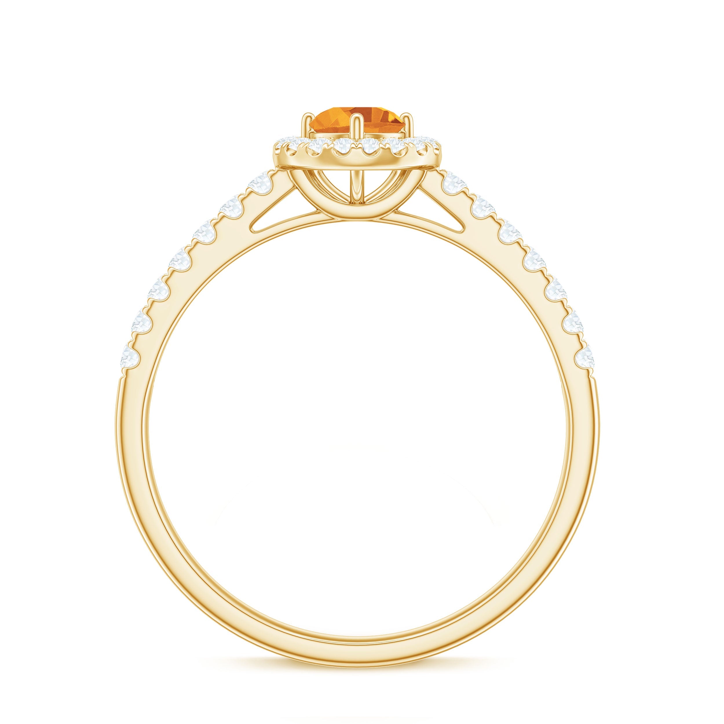 Minimalist Citrine Diamond Engagement Ring with Halo
