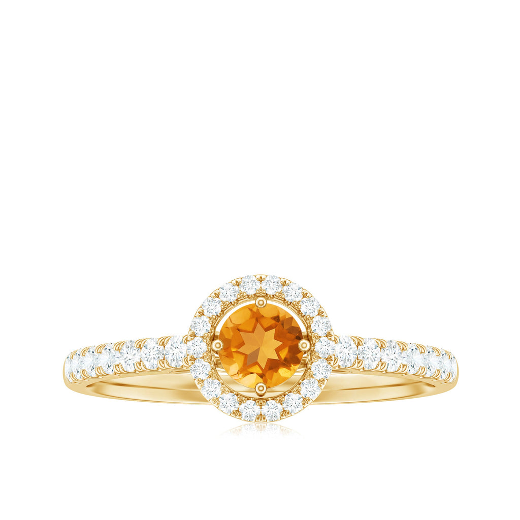 Minimalist Citrine Diamond Engagement Ring with Halo