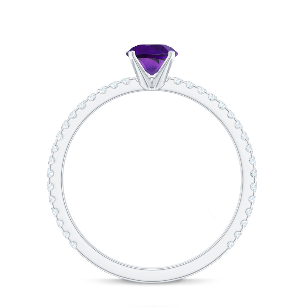 Real Amethyst Diamond Promise Ring for Women