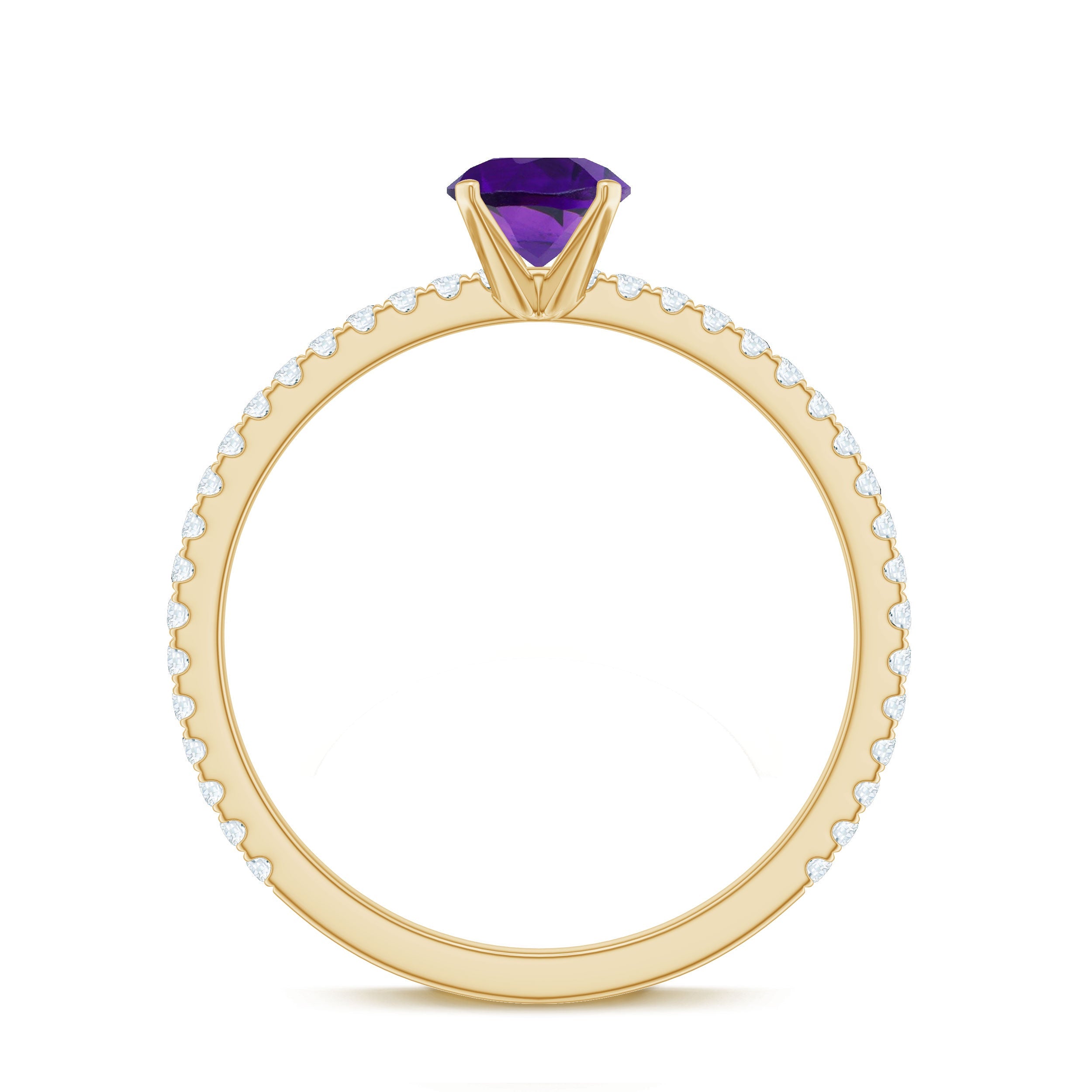 Real Amethyst Diamond Promise Ring for Women