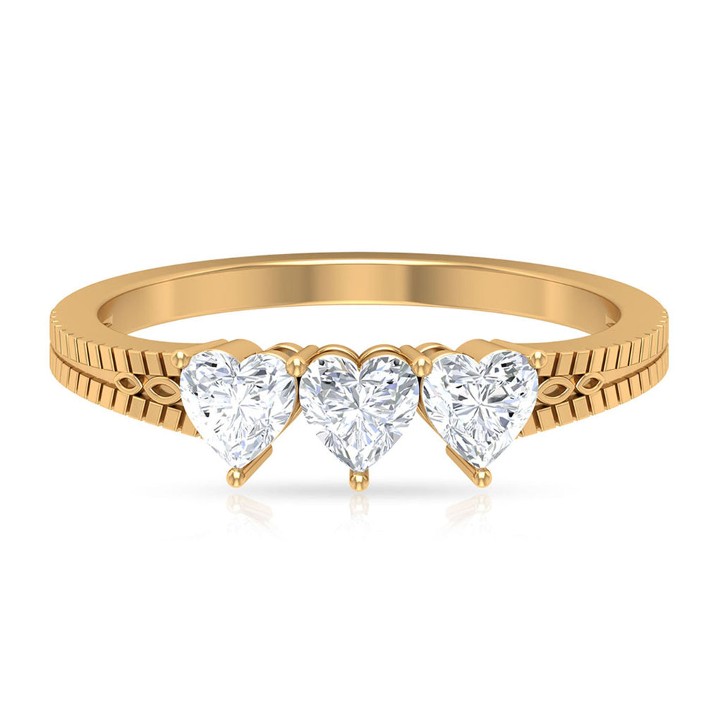 3/4 CT Heart Shape Zircon Three Stone Promise Ring