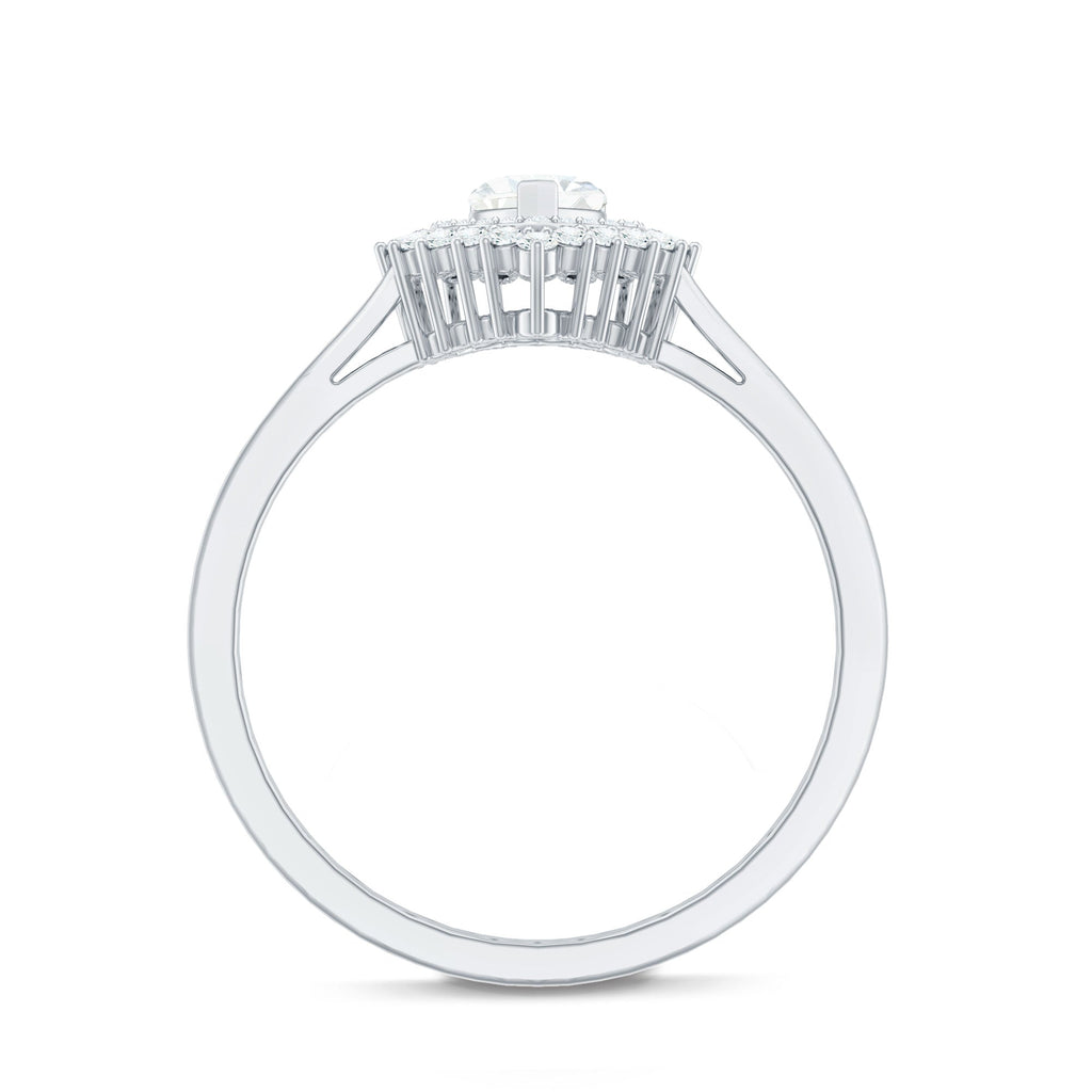Certified Real 0.25 Carat Diamond Heart Engagement Ring with Double Halo