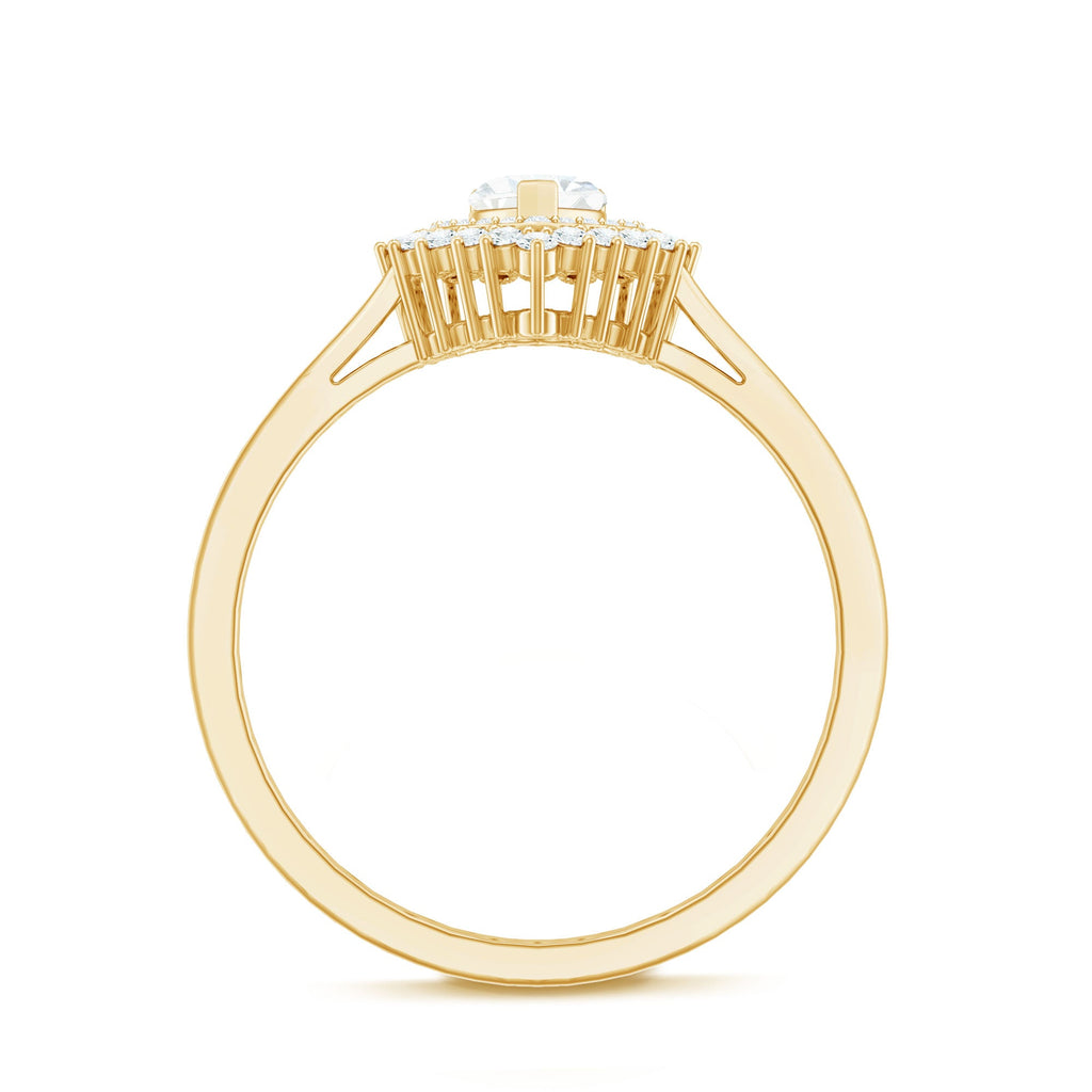 Certified Real 0.25 Carat Diamond Heart Engagement Ring with Double Halo