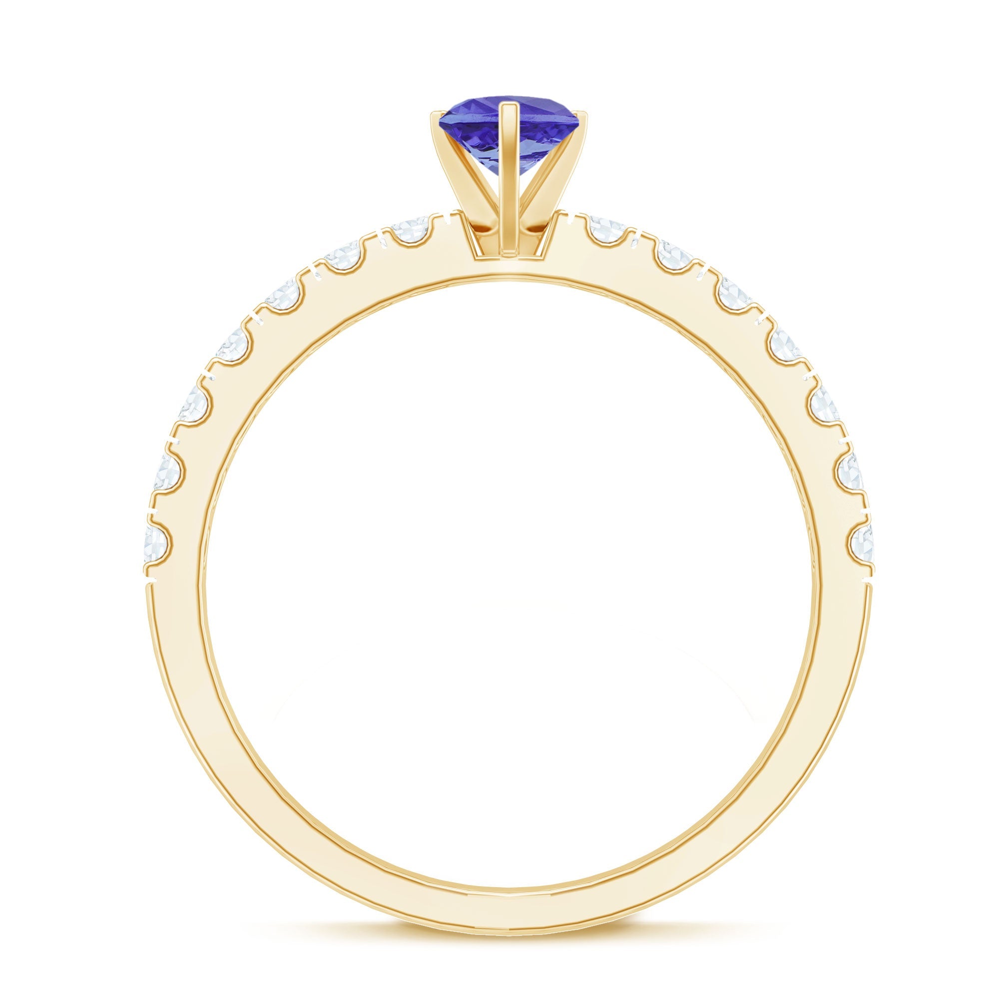 Natural Tanzanite Heart Proposal Ring with Diamond