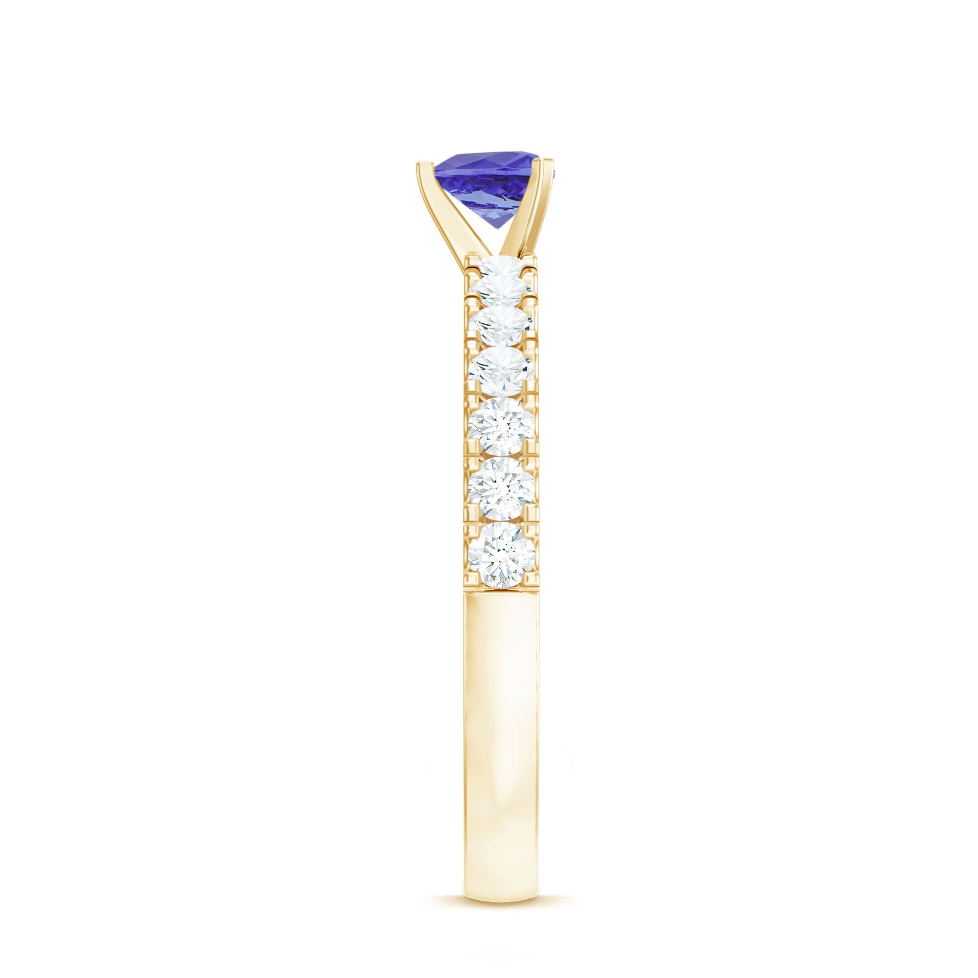 Natural Tanzanite Heart Proposal Ring with Diamond