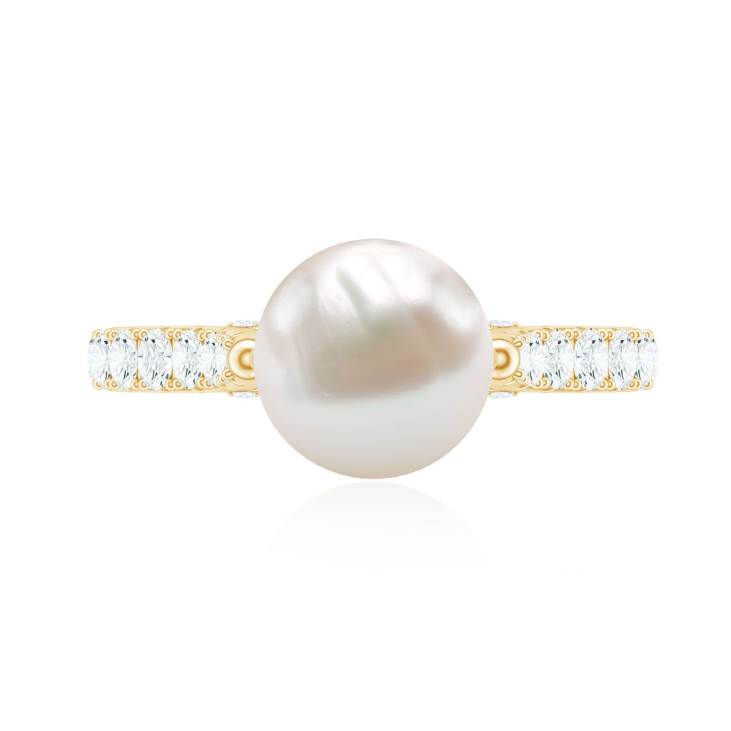 Cultured 7.4 Carat Freshwater Pearl Engagement Ring with Diamond