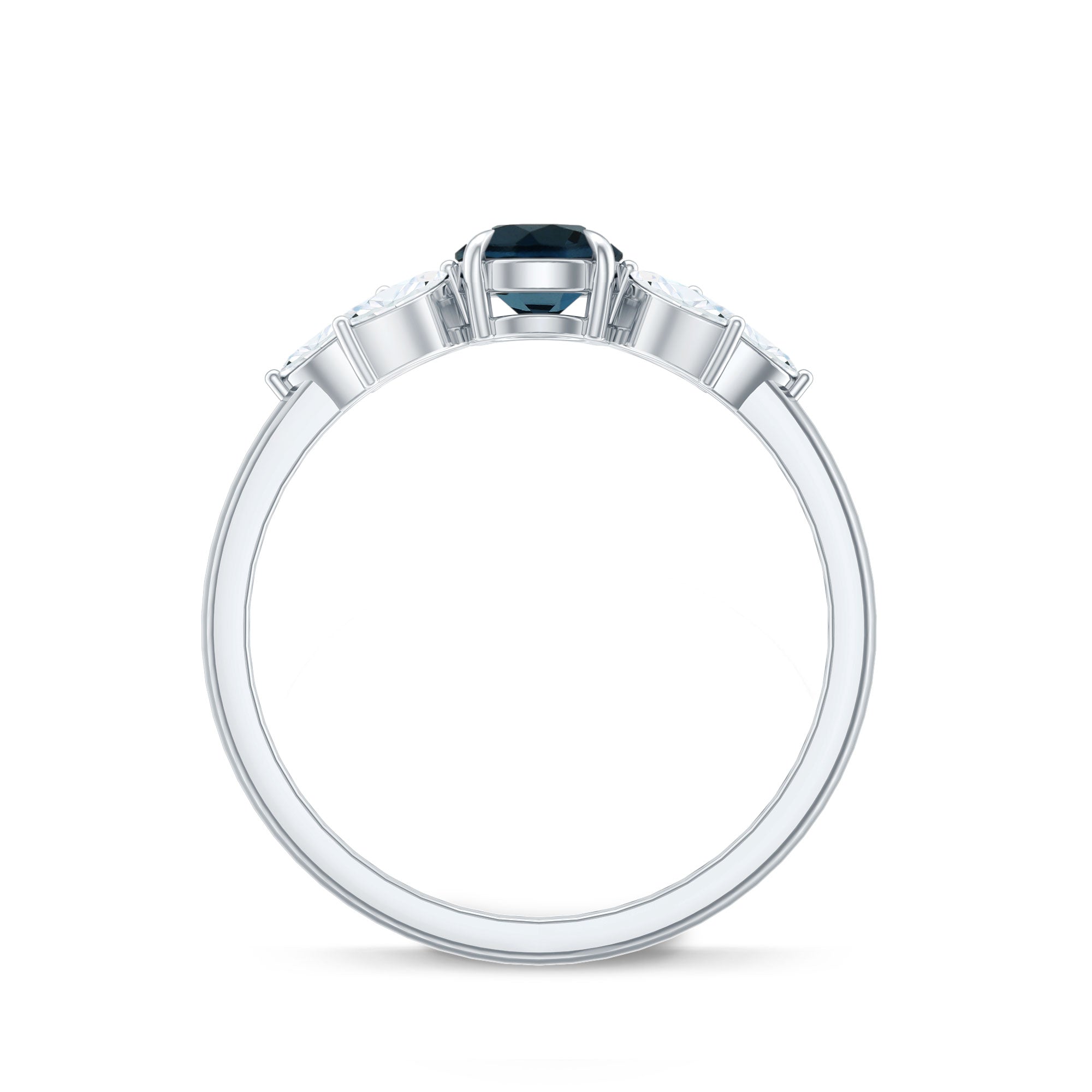 London Blue Topaz Minimal Engagement Ring With Diamond