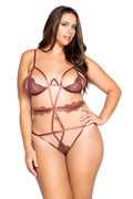 Plus Size Multiple Cutout Eyelash Lace Teddy - Andersen Mercantile