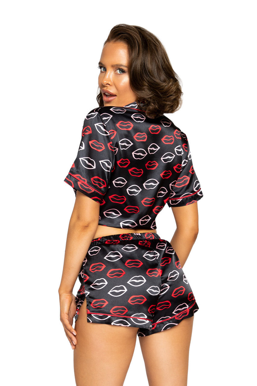 Lip Print Satin Pajama Set - Andersen Mercantile