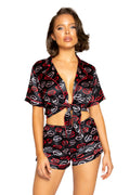 Lip Print Satin Pajama Set - Andersen Mercantile