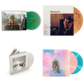 Taylor Swift - Evermore (Translucent Green Vinyl/2LP) & Midnights (X) (Blood Moon LP Vinyl) & Tortured Poets Department (X) (Ghosted White Vinyl/2LP/Manuscript- Bonus Track) & Lover