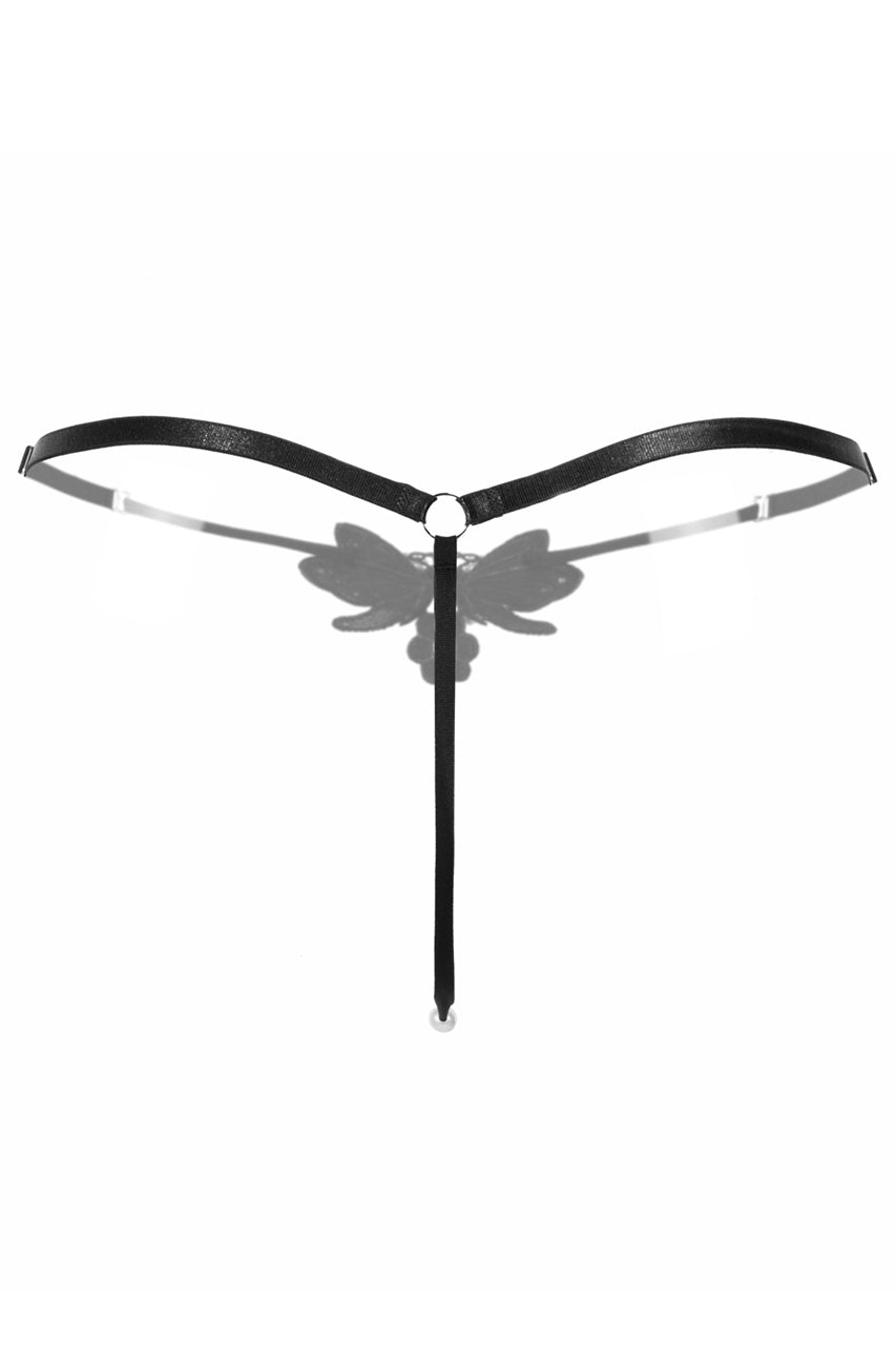 Embroidered Butterfly Pearl Thong - Andersen Mercantile