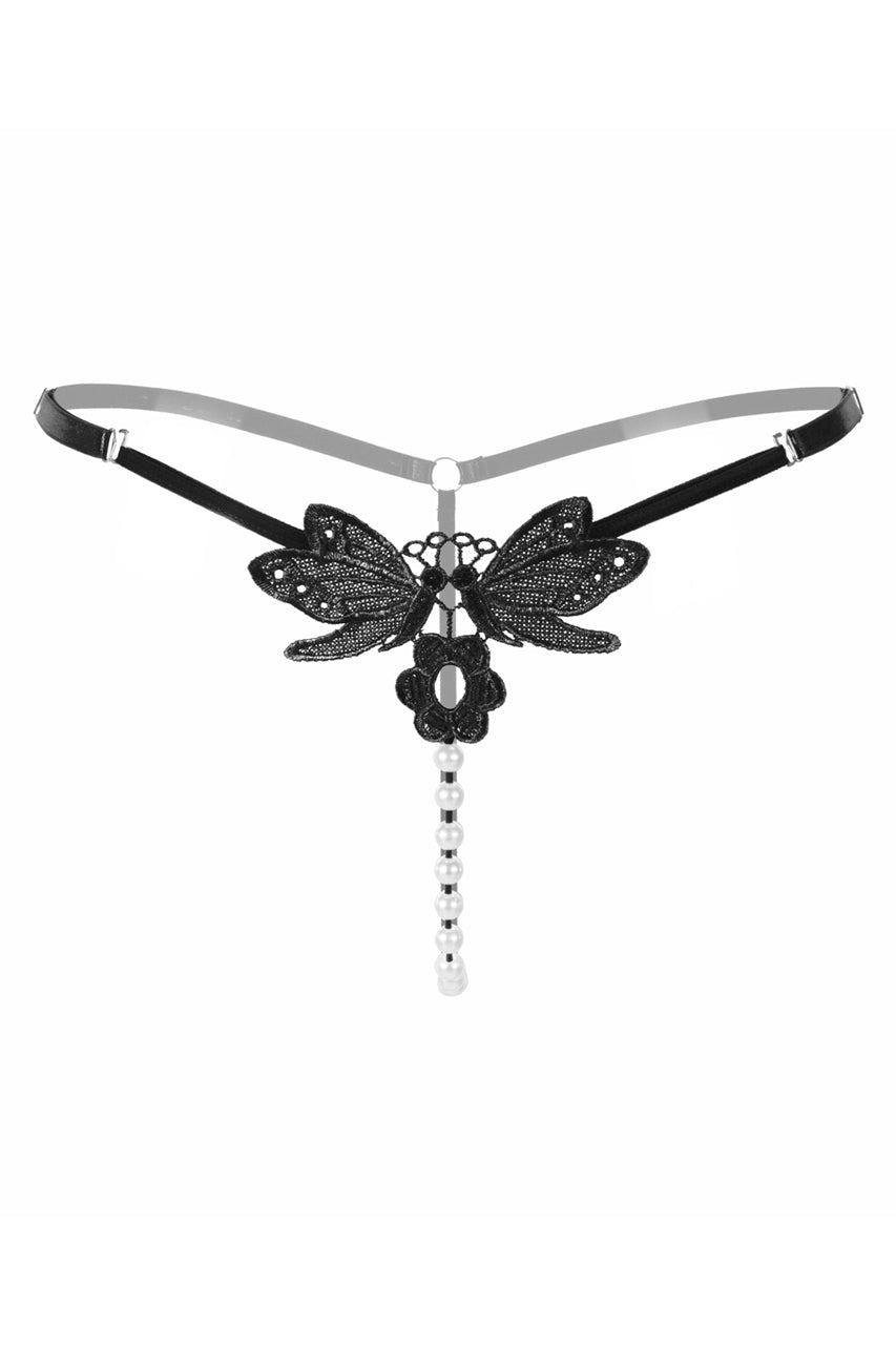 Embroidered Butterfly Pearl Thong - Andersen Mercantile