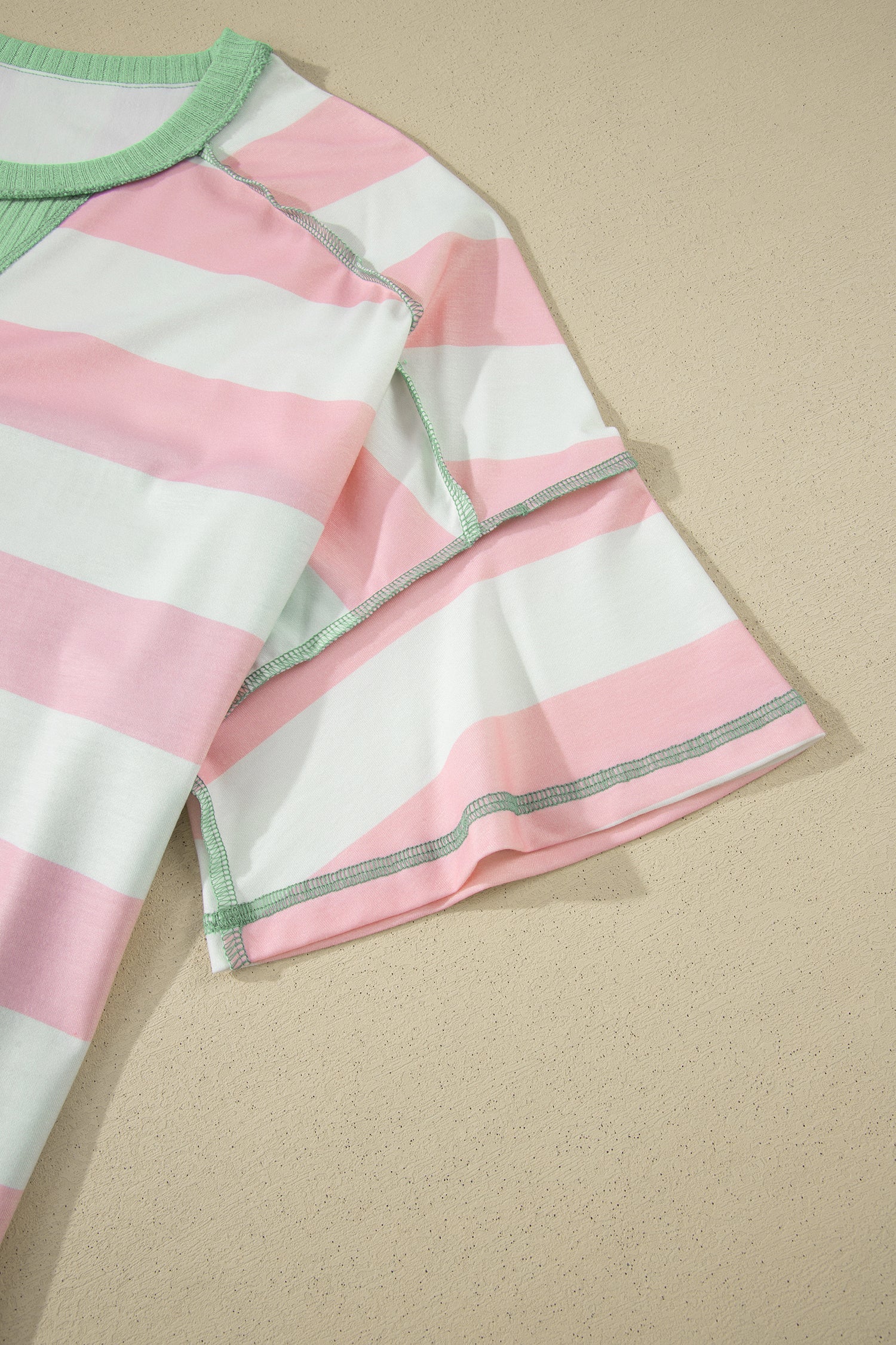 Stripe Exposed Seam Ribbed Patchwork Oversized Tee