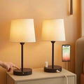 Set of 2 Mini Bedside Lamps With USB C And AC Outlets