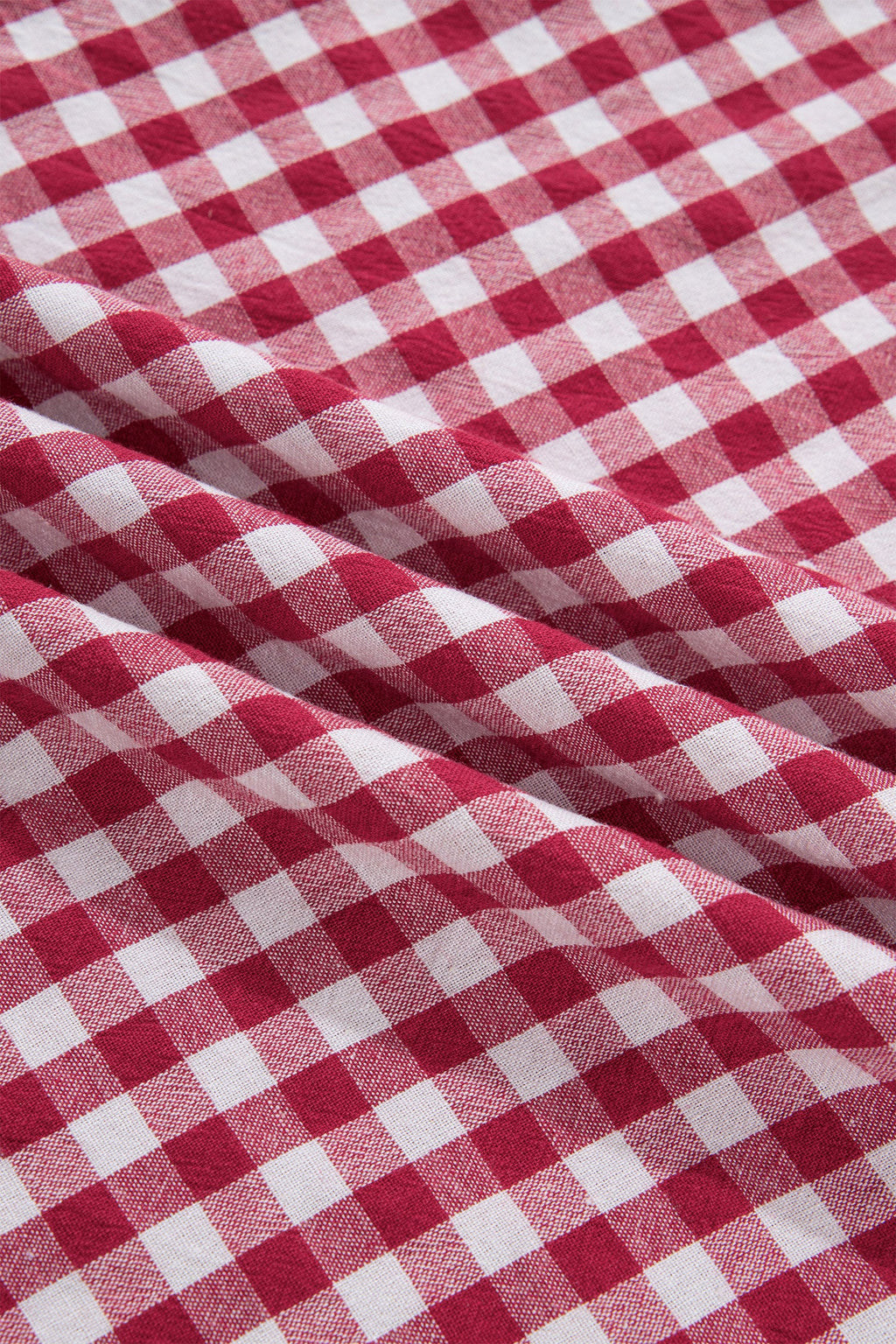 Gingham Stripe Patchwork Half Zip Collared Blouse