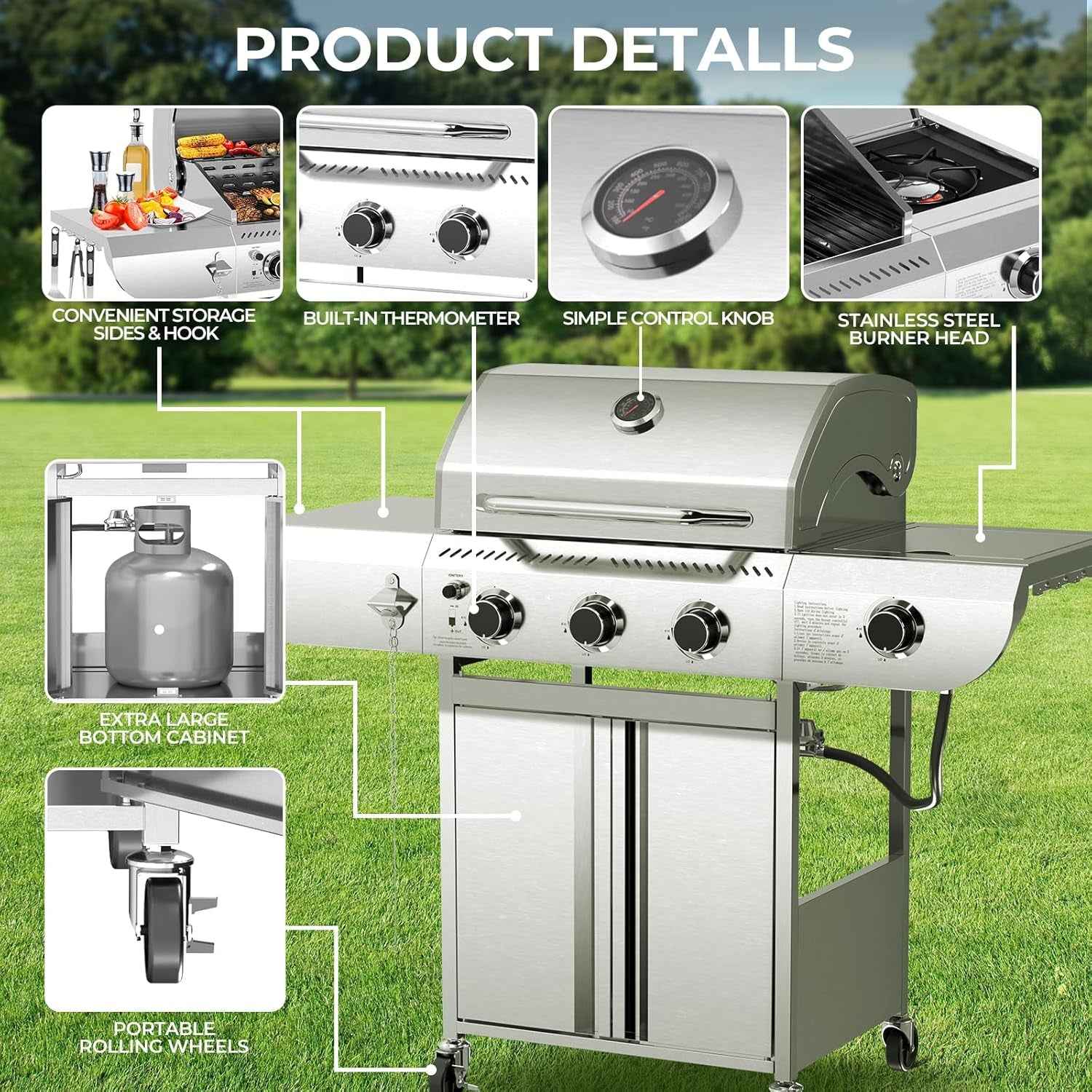 Propane Grill With Side Burner Commercial Grade Outdoor