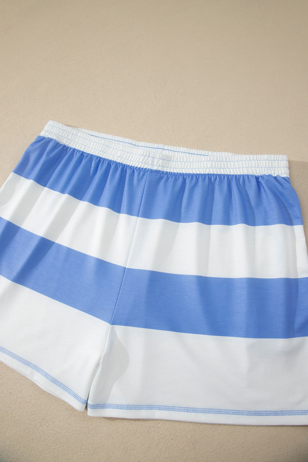 Plus Size Stripe Zipped Collar Top & Shorts Set