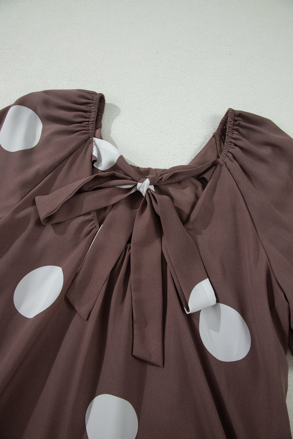 Polka Dot Bow Tie Back Puff Sleeve Mini Dress
