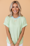 Stripe Round Neck Short Sleeve T-Shirt