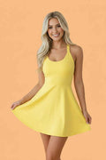 Solid Back Cutout Active Mini Dress