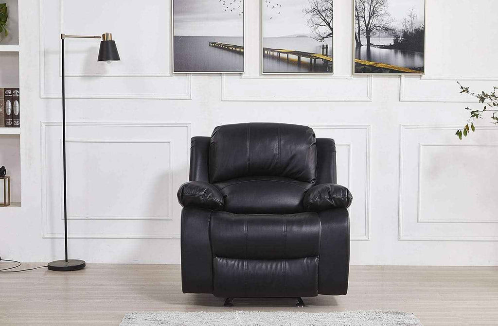 Bonded Leather Reclining Glider Sofa Set Black 3 Piece